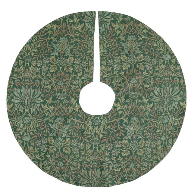 William Morris Flower Garden-Greens Brushed Polyester Tree Skirt (Front)