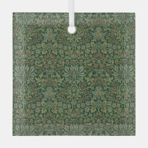 William Morris Flower Garden-Greens Glass Ornament