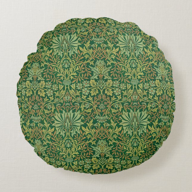 William Morris "Flower Garden" Round Pillow (Front)