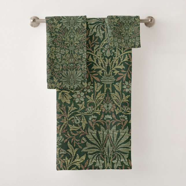 William Morris Flower Garden Tapestry Classic Bath Towel Set (Insitu)
