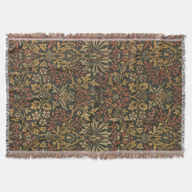 William Morris Flower Garden Tapestry Throw Blanket (Front)