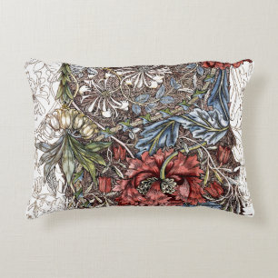 William morris flowers elegant floral illustration accent pillow