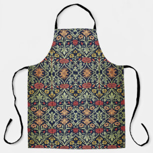 William Morris Flowers Foliage Green Yellow Red  Apron