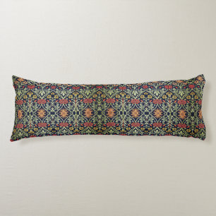 William Morris Flowers Foliage Green Yellow Red Body Pillow