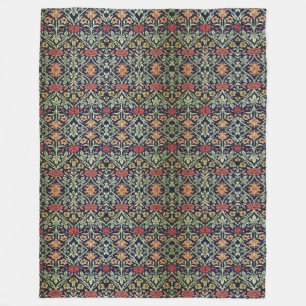 William Morris Flowers Foliage Green Yellow Red Fleece Blanket