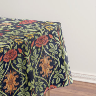 William Morris Flowers Foliage Green Yellow Red Tablecloth