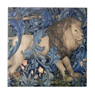 William Morris Forest Animals Lion Vintage Floral Tile