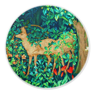 William Morris Forest Deer Tapestry Print  Ceramic Knob