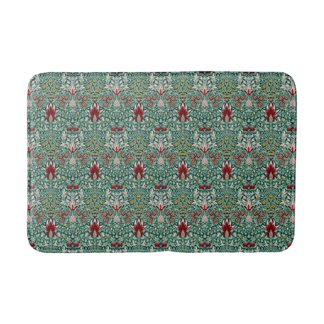 William Morris Forest Green Floral Wallpaper Bath Mat (Front)