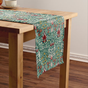 William Morris Forest Green Floral Wallpaper Short Table Runner