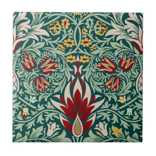 William Morris Forest Green Floral Wallpaper Tile