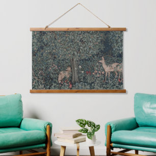 William Morris Forest Greenery Animals Flowers Hanging Tapestry