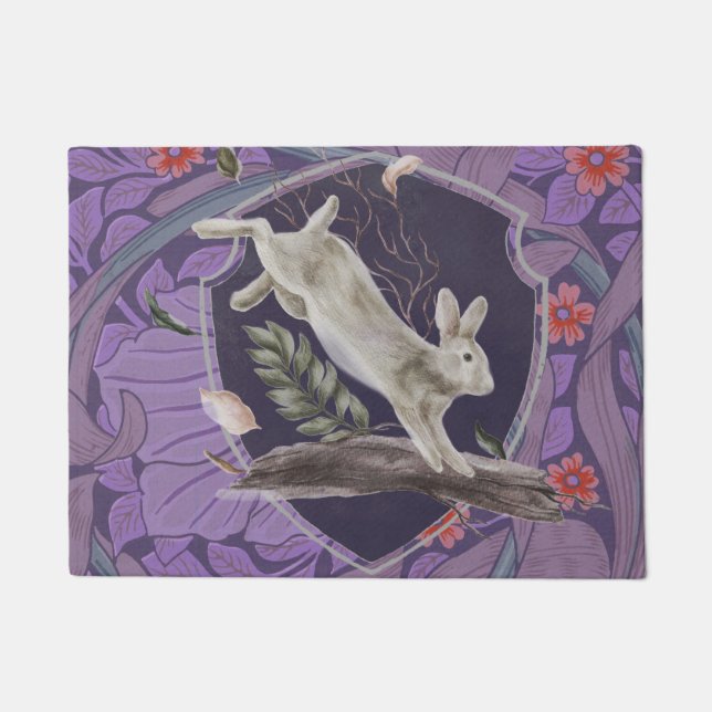 William Morris Forest Rabbit Floral Art Nouveau Doormat (Front)