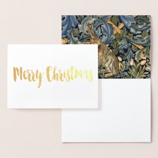 William Morris Forest Rabbit Floral Art Nouveau Foil Card (Display)