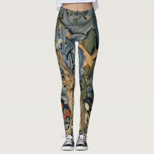 William Morris Forest Rabbit Floral Art Nouveau Leggings