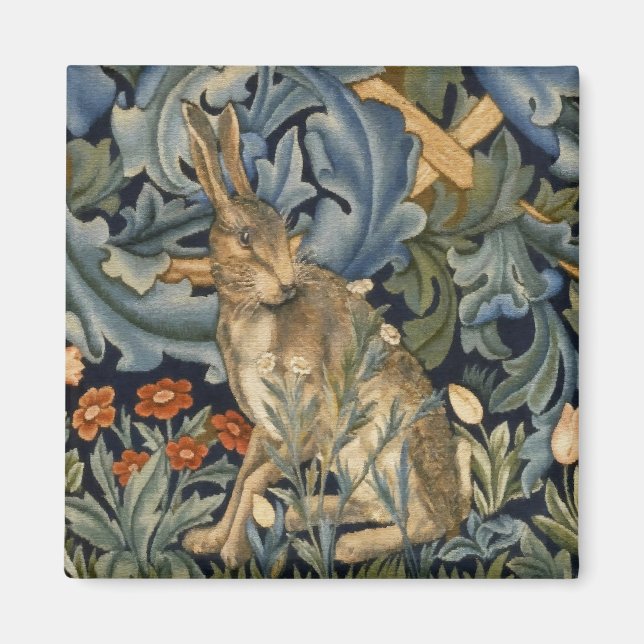 William Morris Forest Rabbit Floral Art Nouveau Magnet (Front)