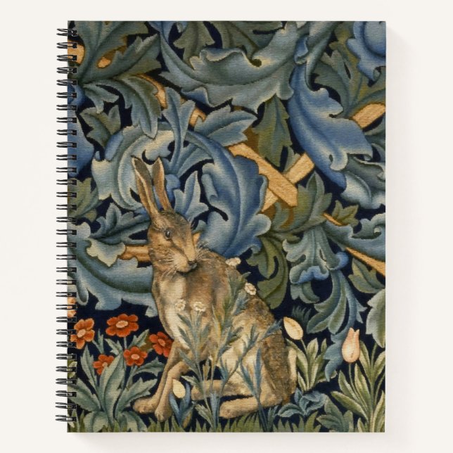 William Morris Forest Rabbit Floral Art Nouveau Notebook (Front)