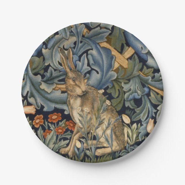 William Morris Forest Rabbit Floral Art Nouveau Paper Plate (Front)