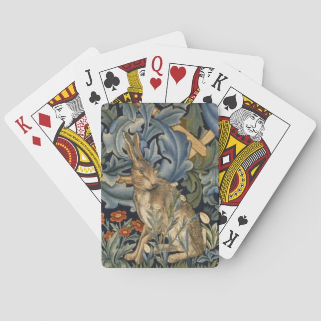 William Morris Forest Rabbit Floral Art Nouveau Playing Cards (Back)