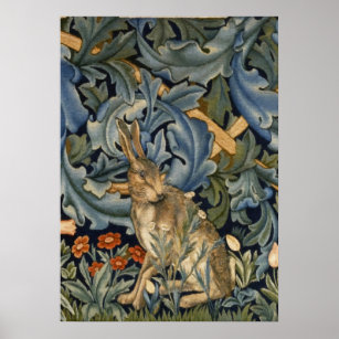 William Morris Forest Rabbit Floral Art Nouveau Poster