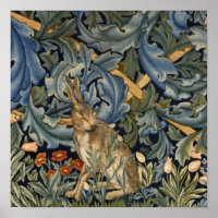 William Morris Forest Rabbit Floral Art Nouveau