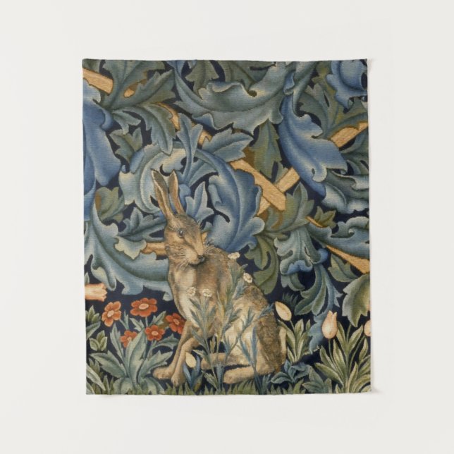 William Morris Forest Rabbit Floral Art Nouveau Tapestry (Front)