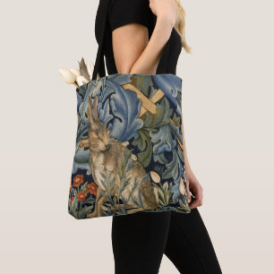 William Morris Forest Rabbit Floral Art Nouveau Tote Bag
