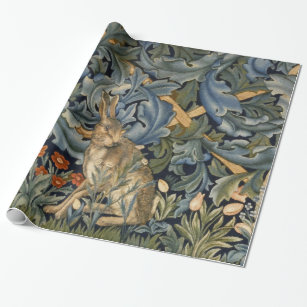 William Morris Forest Rabbit Floral Art Nouveau Wrapping Paper