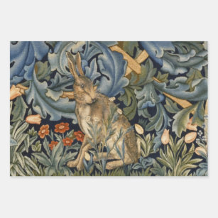 William Morris Forest Rabbit Floral Art Nouveau Wrapping Paper Sheet