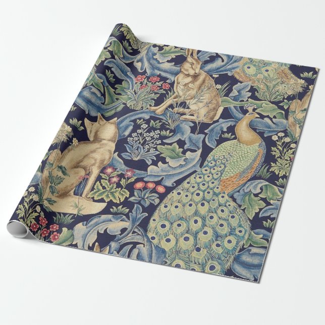 William Morris Forest Rabbit Wrapping Paper (Unrolled)