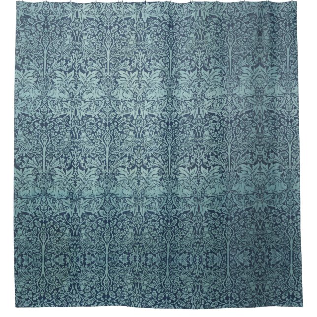 William Morris Forest Rabbits Birds Flowers Blue  (Front)