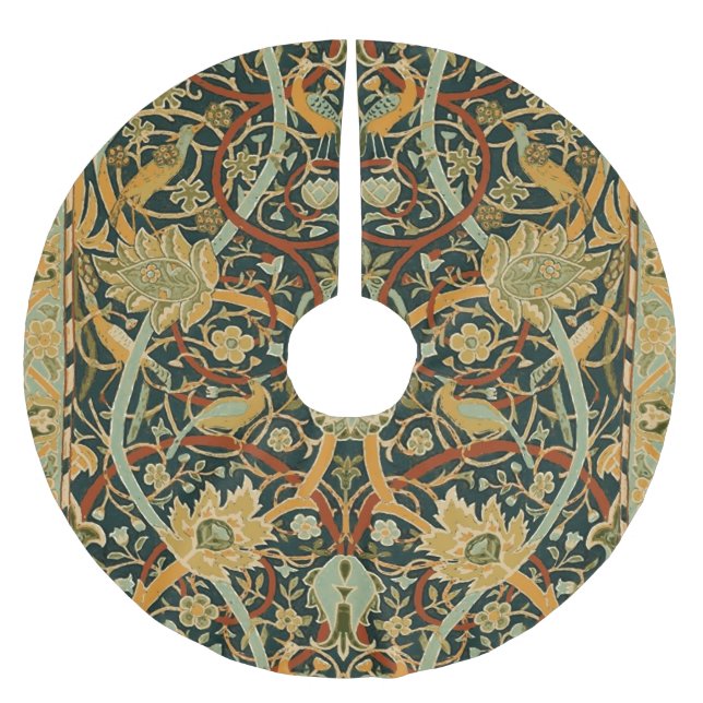 William Morris Forest Tapestry Pattern: Vintage Brushed Polyester Tree Skirt (Front)