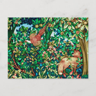 William Morris Fox and Pheasant Tapestry Print Postcard