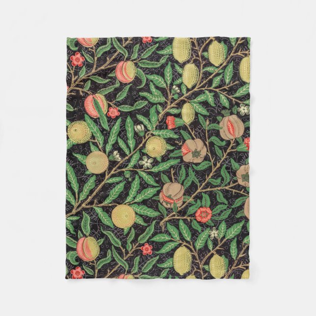 William Morris Fruit pattern Vintage Fleece Blanket (Front)