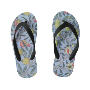 William Morris Fruit Pomegranate Blue Ornament Kid's Flip Flops