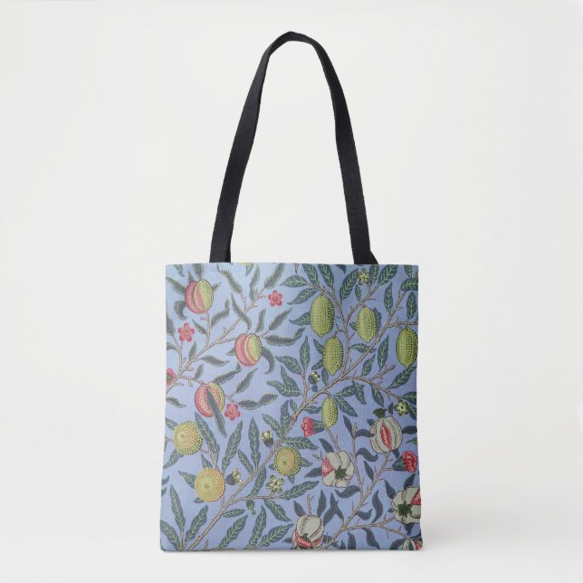 William Morris Fruit Pomegranate Blue Ornament Tote Bag (Front)