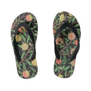 William Morris Fruit Pomegranate Floral Pattern Kid's Flip Flops
