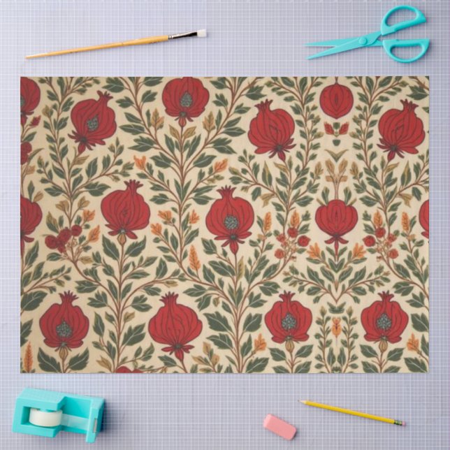 William Morris Fruit Pomegranate Floral pattern Tissue Paper (Craft)