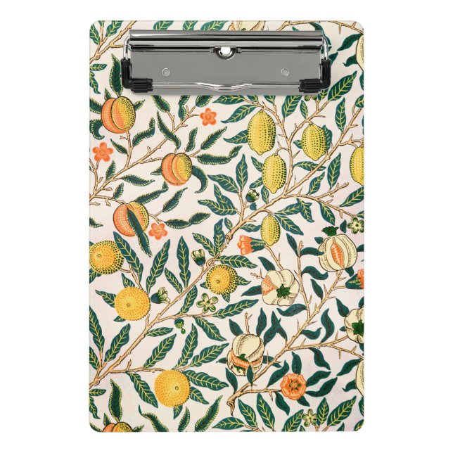 William Morris Fruit Pomegranate White Ornament Mini Clipboard (Front)
