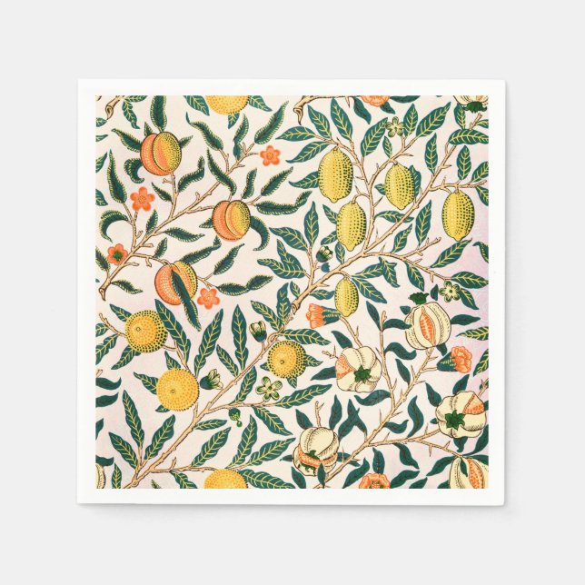 William Morris Fruit Pomegranate White Ornament Napkin (Front)