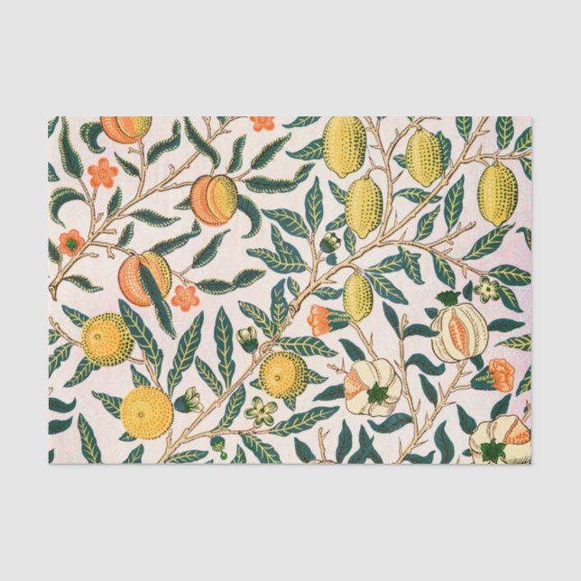 William Morris Fruit Pomegranate White Ornament Tissue Paper (Front)