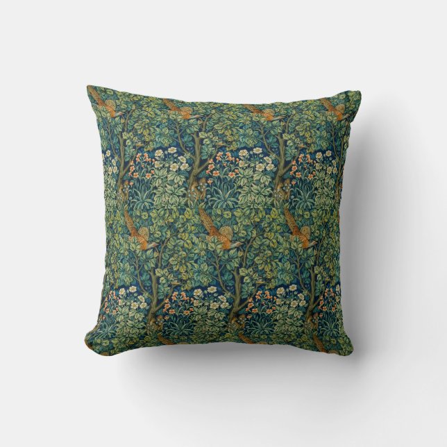 WILLIAM MORRIS GARDEN DARK GREEN FLORAL 8 THROW PILLOW (Front)
