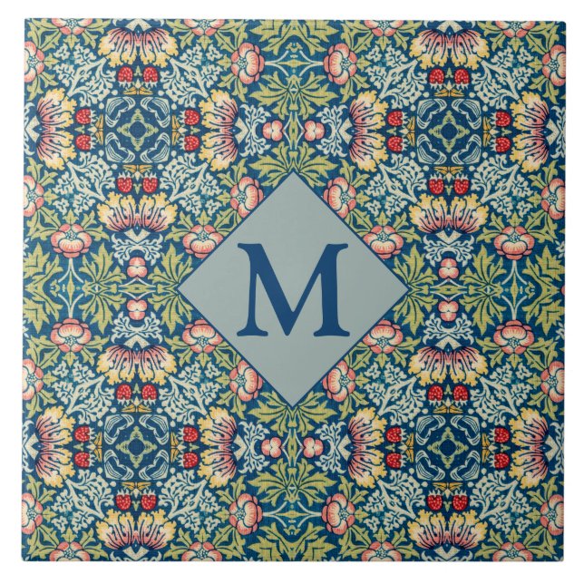 William Morris Geometric Monogrammed Pattern Tile (Front)