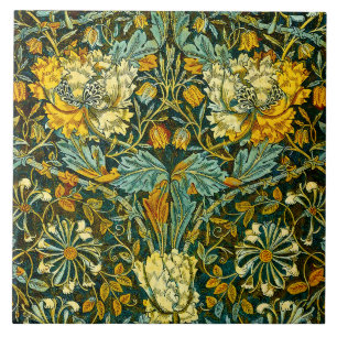 William Morris Gold Honeysuckle Floral Wallpaper Tile