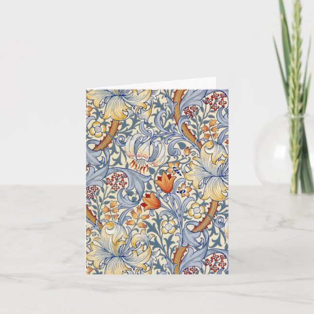 William Morris Gold Lily Folded Note Card (Front)