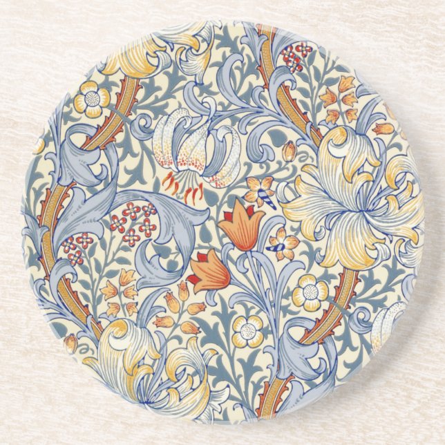 William Morris Gold Lily Victorian Wallpaper Coaster (Front)