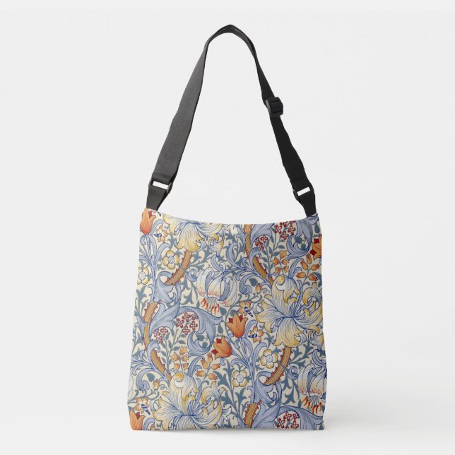 William Morris Gold Lily Victorian Wallpaper Crossbody Bag (Front)