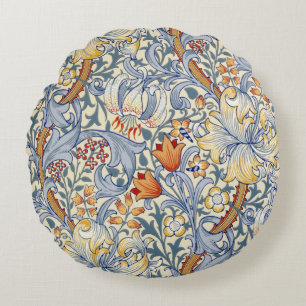 William Morris Gold Lily Victorian Wallpaper Round Pillow