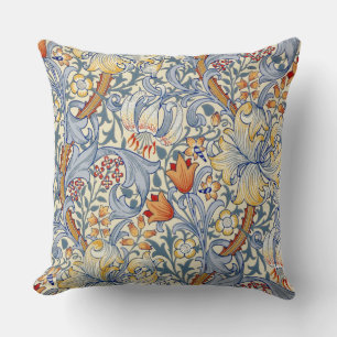 William Morris Gold Lily Victorian Wallpaper Throw Pillow
