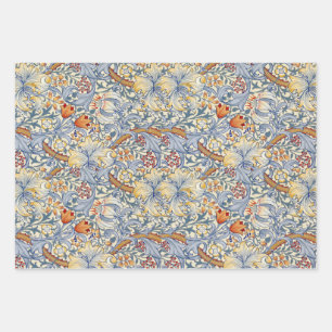 William Morris Gold Lily Victorian Wallpaper Wrapping Paper Sheet